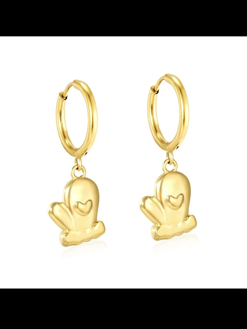 Gold Mitten Charm Hoop Earrings - Women's Jewelry